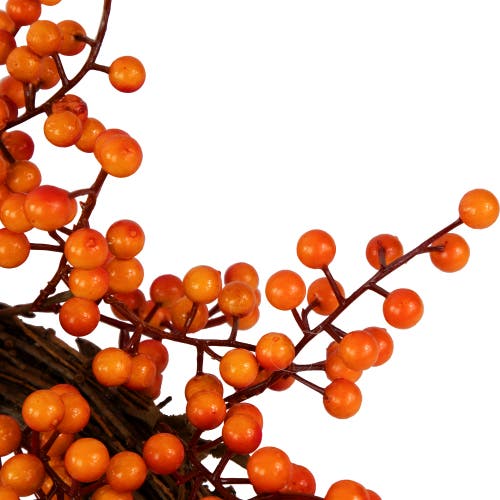 Northlight 18" Red And Orange Berries Artificial Fall Harvest Twig Wreath 18" Unlit In Red