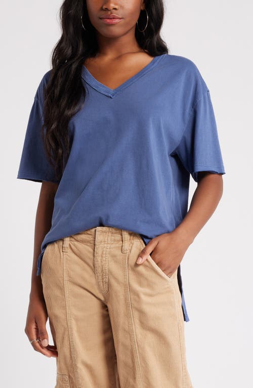 Shop Bp. Oversize V-neck Cotton T-shirt In Blue Indigo