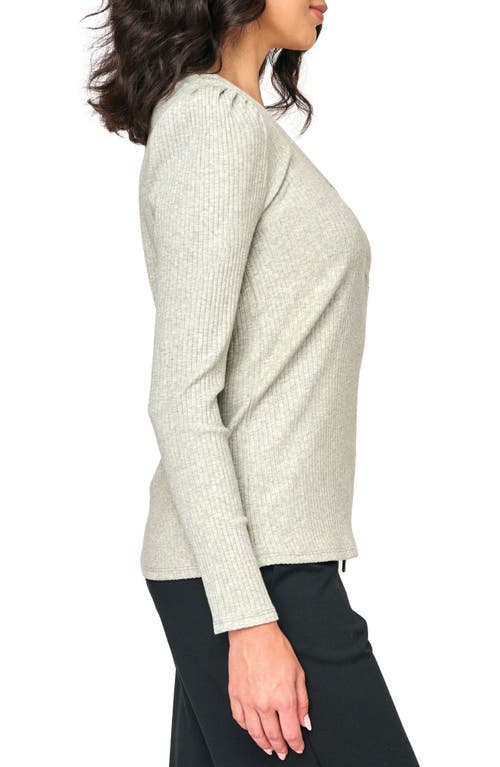 Gibsonlook Amelia Cotton Rib Henley In Heather Grey