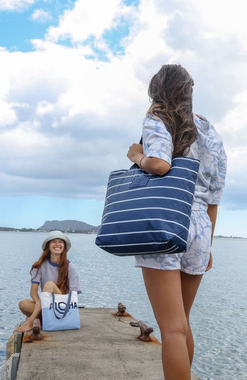 Shop Aloha Collection Water Resistant Tyvek® Tote In White/navy