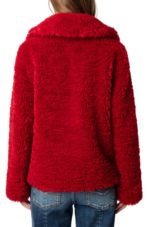 Shop Zadig & Voltaire Fred Faux Fur Jacket In Crimson