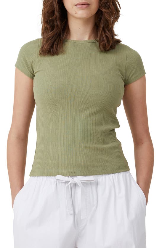 Cotton On The One Variegated Rib T-shirt In Cool Khaki