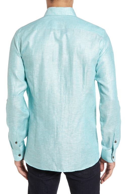 Shop Ted Baker London Laavno Extra Slim Fit Linen Blend Sport Shirt In Teal