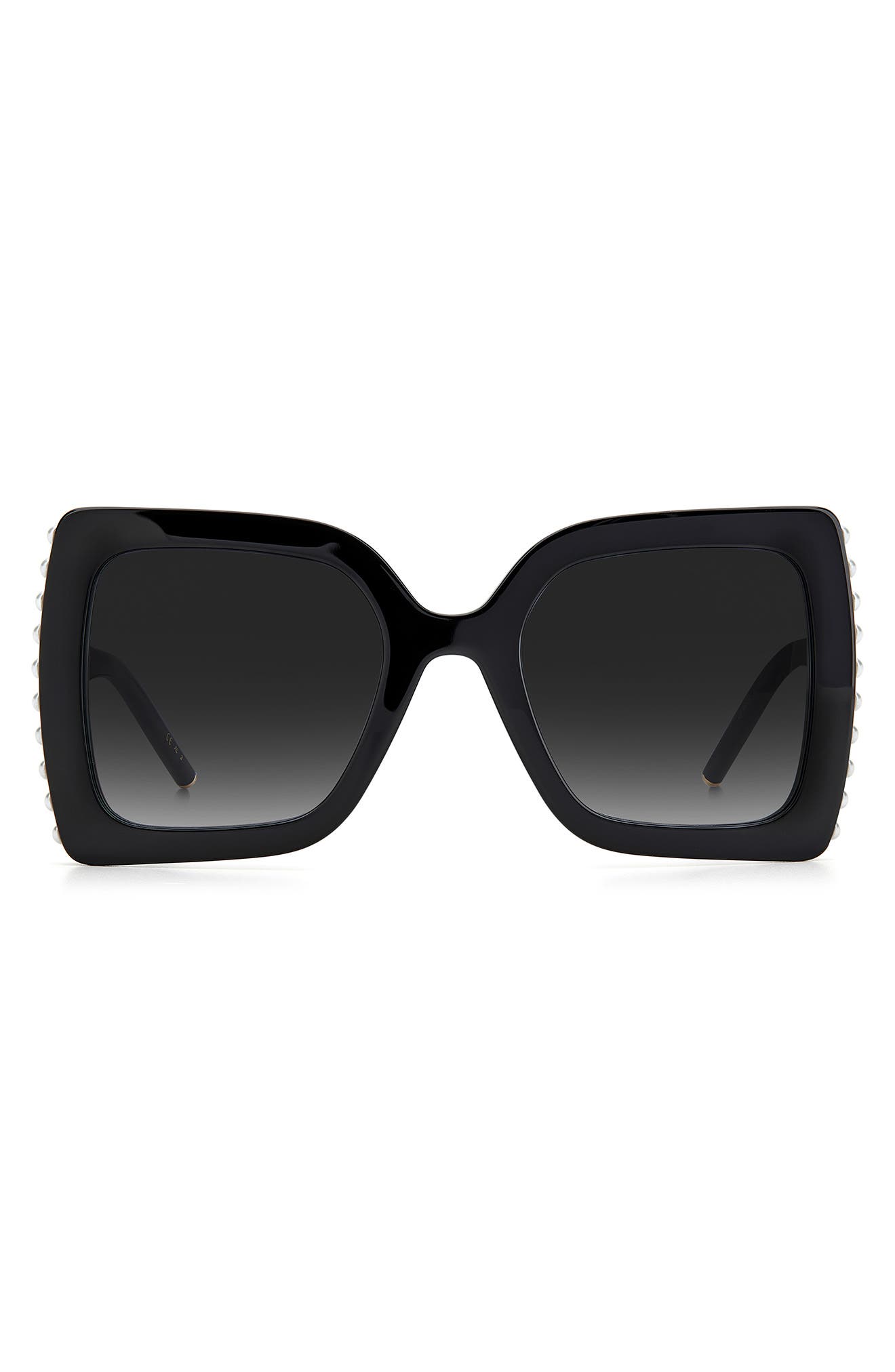 Carolina Herrera 55mm Square Sunglasses in Black /Grey Shaded at Nordstrom