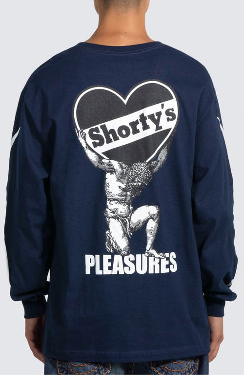 Shop Pleasures Guilty Long Sleeve Cotton Graphic T-shirt In Navy