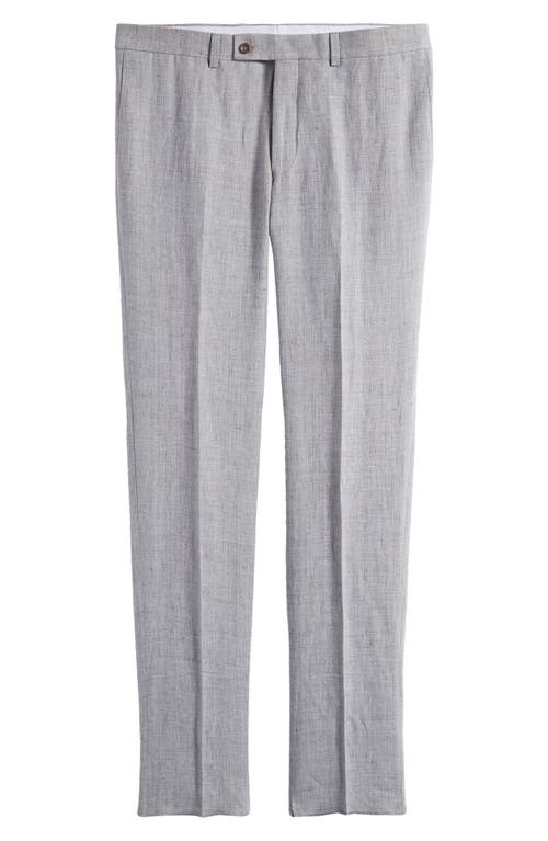 Jack Victor Pablo Flat Front Linen Trousers in Light Grey