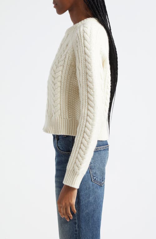 Shop Nili Lotan Coras Cable Crewneck Wool Sweater In Ivory