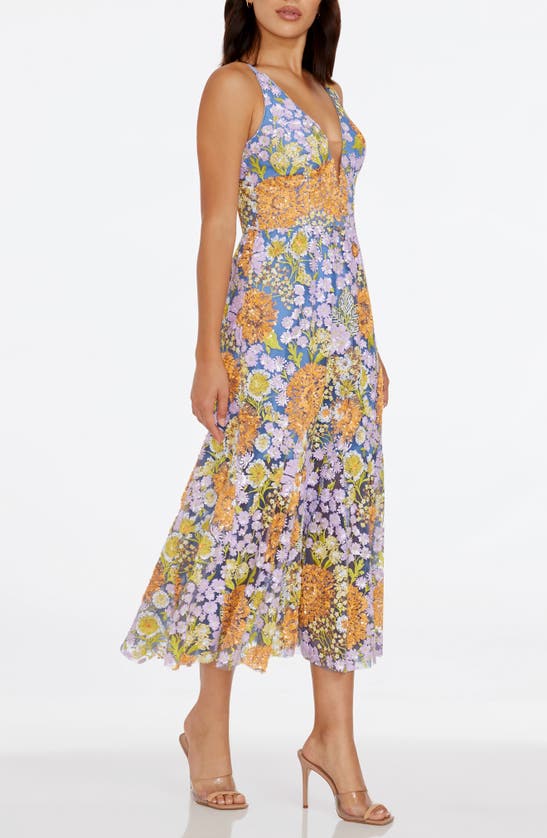 DRESS THE POPULATION DRESS THE POPULATION SIERRA FLORAL SEQUIN COCKTAIL DRESS