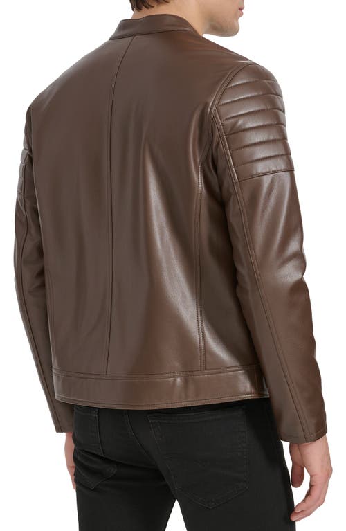 Kenneth Cole New York Faux Leather Moto Jacket In Brown