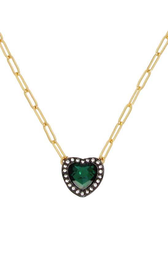 Shop Kurt Geiger London Heart Halo Pendant Necklace In Green