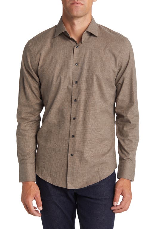 Nordstrom Trim Fit Houndstooth Dress Shirt in Tan Micro Houndstooth