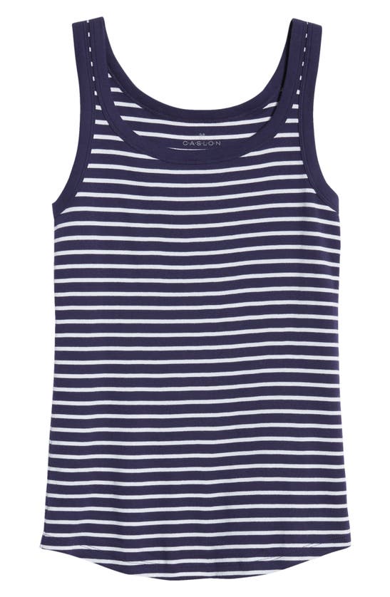 Caslon Cotton Tank In Navy- White Nina Stripe
