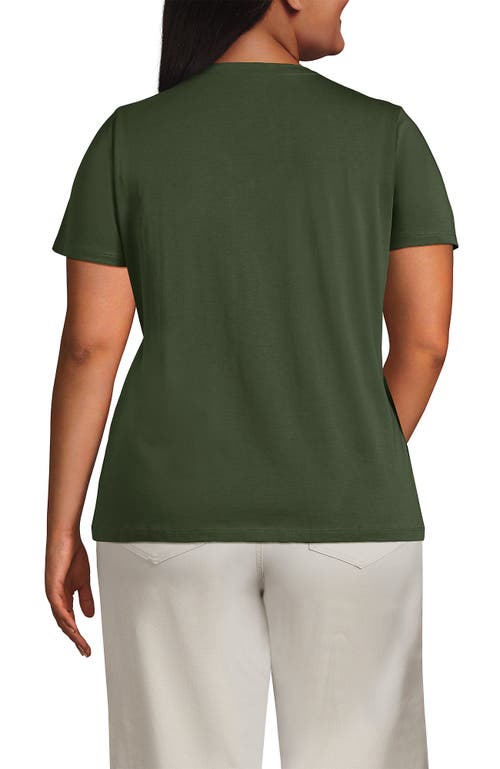 Shop Lands' End Plus Size Relaxed Supima Cotton V-neck T-shirt In Estate Green