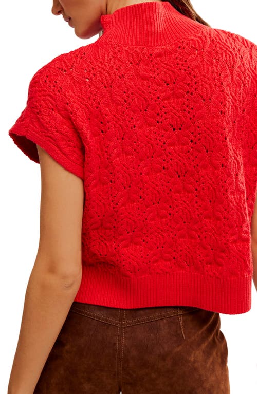 Shop Free People Vickie Mock Neck Cable Stitch Sweater In Heart Eyes