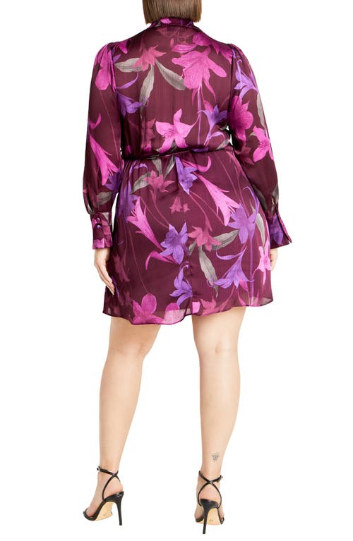 Shop City Chic Zelda Print Long Sleeve Wrap Dress In Lavish Lily