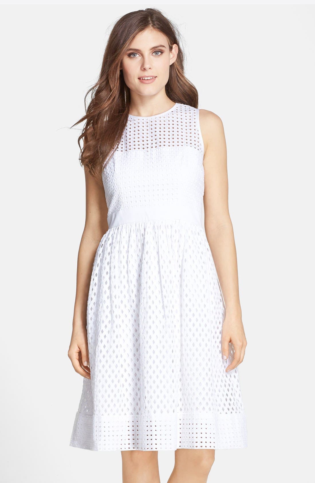 Eliza J Cotton Eyelet Fit & Flare Dress (Regular & Petite) Nordstrom