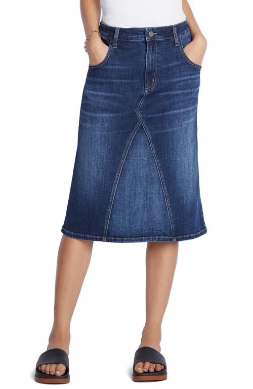 Pieced Denim Midi Skirt in Sea Blue