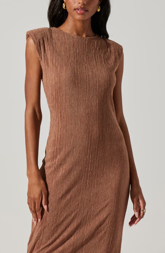 Astr The Label Plissé Maxi Dress In Brown