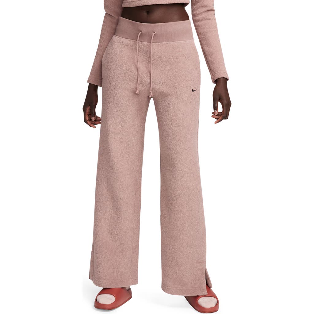 Nike Sportswear Phoenix Plush High Waist Wide Leg Fleece Pants In Pink
