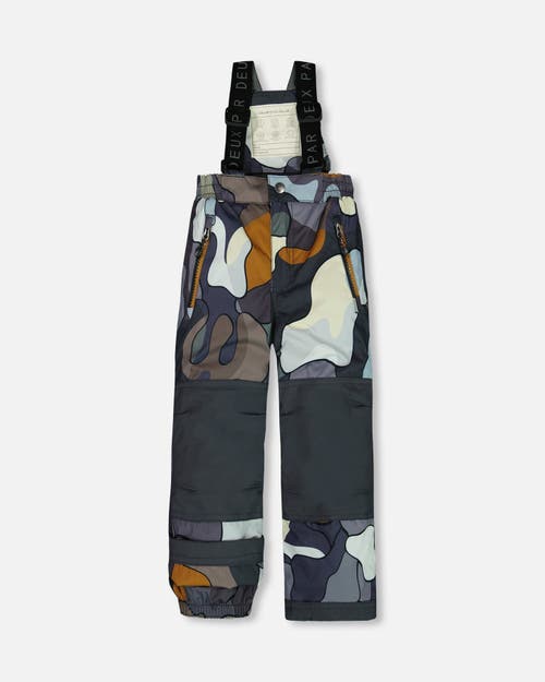 Shop Deux Par Deux Boy's Two Piece Snowsuit Colorblock And Print Camo Dark Gray In Printed Camo