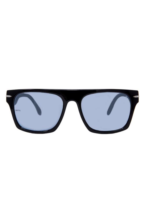 MITA SUSTAINABLE EYEWEAR Nile 56mm Rectangular Sunglasses in Shiny Black/Silver Mirror