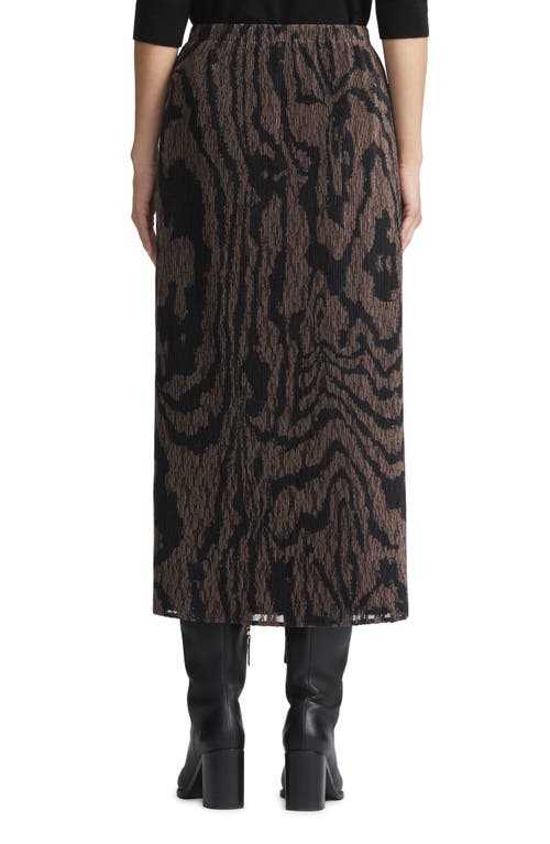 Shop Lafayette 148 New York Wood Grooves Pleated Lace Midi Skirt In Wood Multi