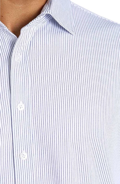 Shop Jachs Stripe Button-up Shirt In White/navy Stripe