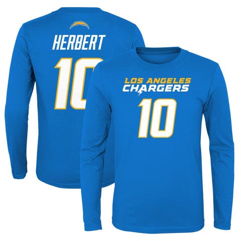 Men's Fanatics Branded Justin Herbert Powder Blue Los Angeles Chargers Big & Tall Player Name & Number T-Shirt