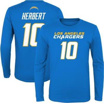 Outerstuff Youth Justin Herbert Powder Blue Los Angeles Chargers Mainliner Player Name & Number Long Sleeve T-Shirt Size: Extra Large