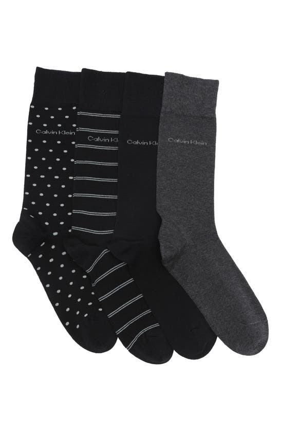Calvin Klein 4-pack Dress Crew Socks In Black Assorted