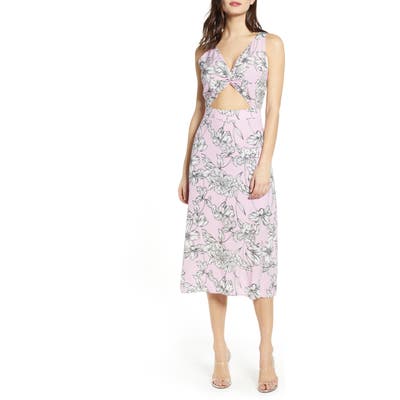 Leith Twist Front Cutout Midi Dress, Pink