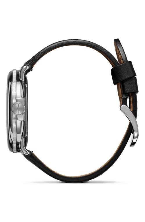 Shinola The Canfield Leather Strap Watch, 43mm In Black/silver