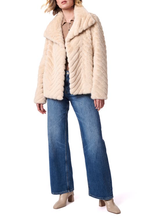 Shop Bernardo Chevron Quilted Faux Fur Jacket In Oatmeal