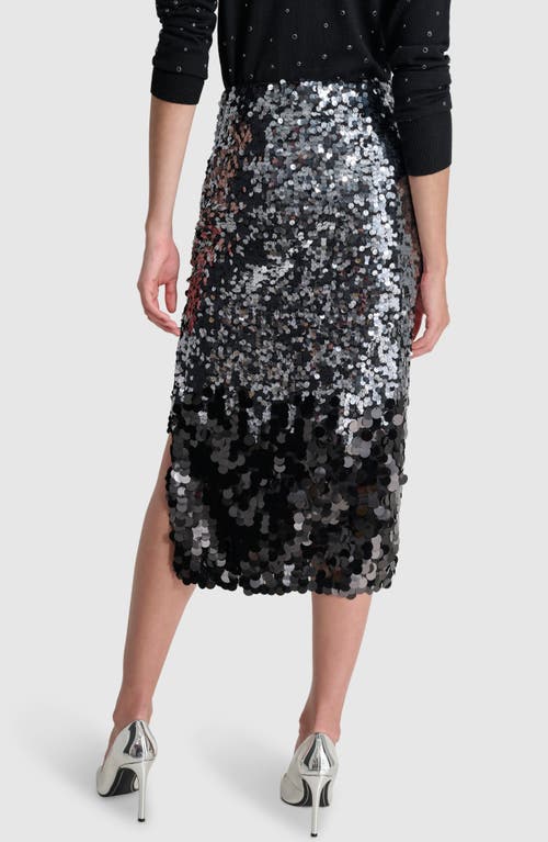 Shop Dkny Sequin Midi Pencil Skirt In Black/gunmetal