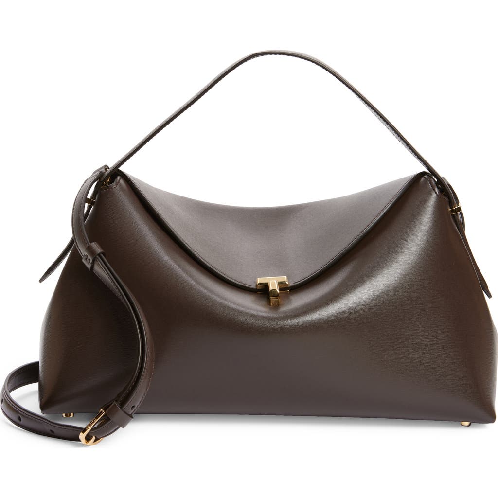 Totême Toteme Leather T-lock Top-handle Bag In Brown