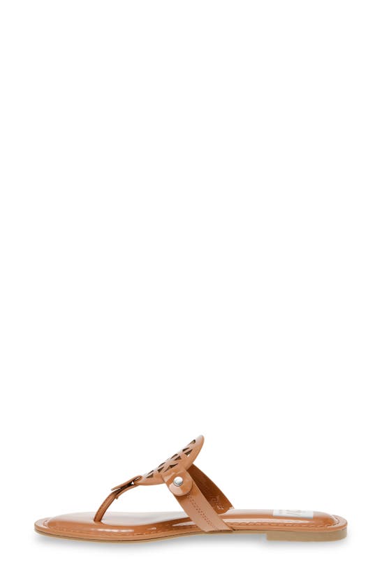 Dolce Vita Gotie Laser Cut Studded Thong Sandal In Cafe Patent