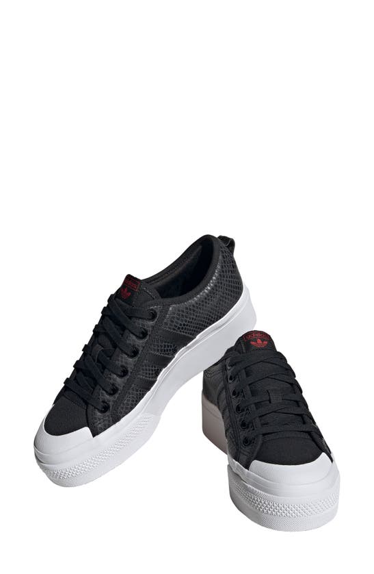 Adidas Originals Nizza Platform Sneaker In Black/ Black/ Grey