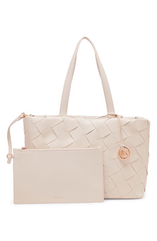 Shop Anne Klein Large Woven Tote Bag In Anne White