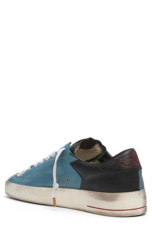 Shop Golden Goose Stardan Mixed Media Sneaker In Petroleum/white/black