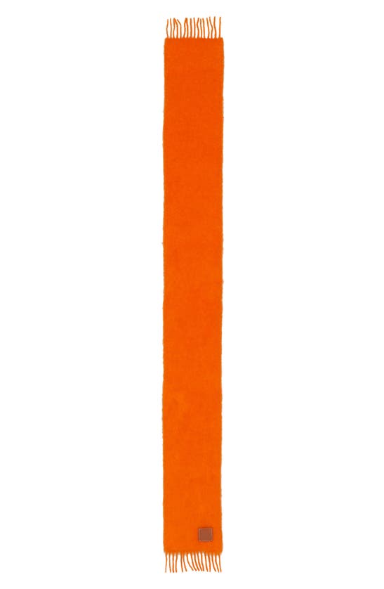Loewe Womens Orange Logo-embossed Mohair Scarf In Orange