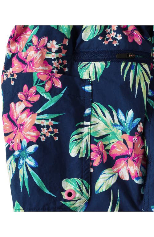 Shop Lands' End 9" Volley Swim Trunks In Deep Sea Navy/rosella Floral