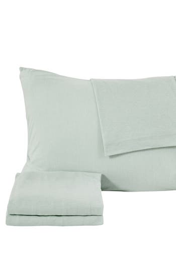Woven & Weft Jersey Knit Sheet Set In Heathered Aqua