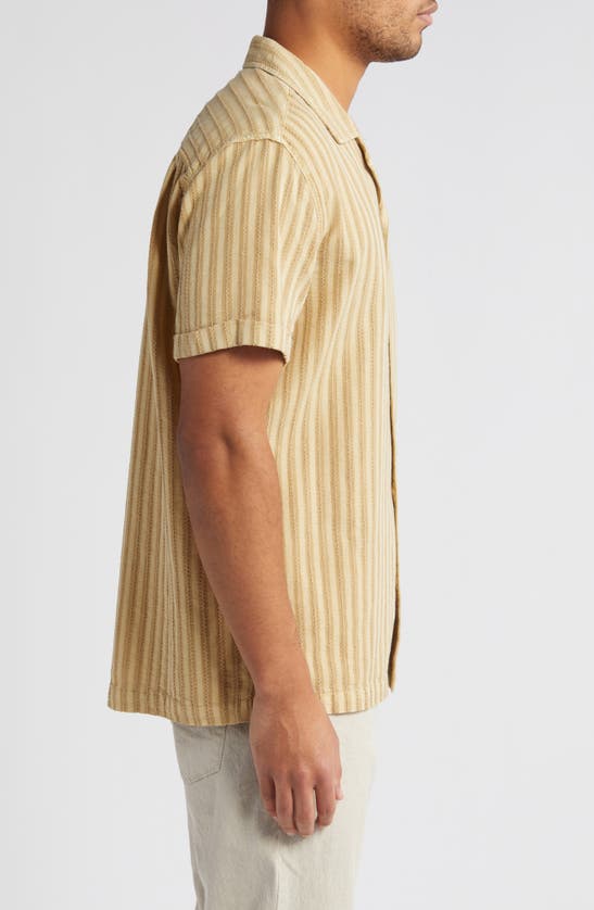 Shop Rails Sinclair Jacquard Stripe Short Sleeve Cotton Button-up Shirt In Jute