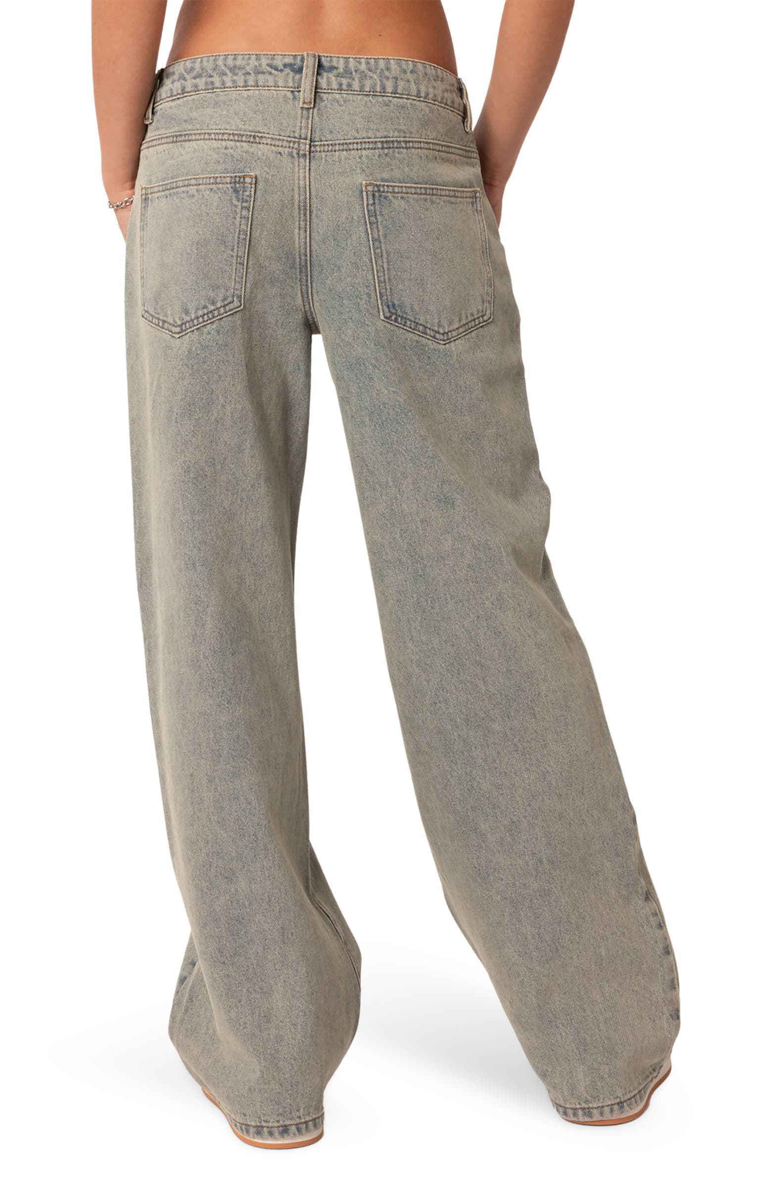 EDIKTED Magda Acid Wash Low Rise Jeans | Nordstrom