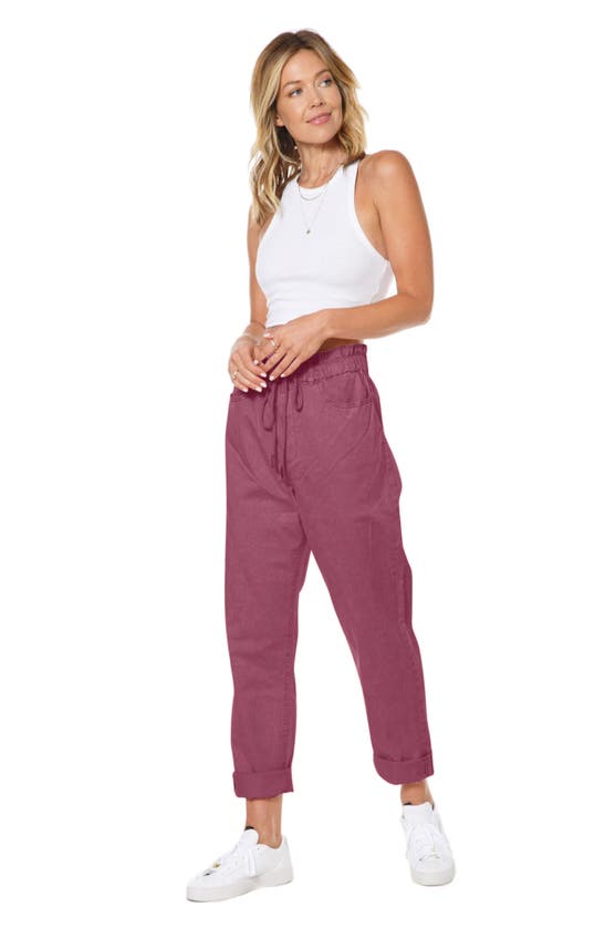 Juicy Couture Relaxed High Waist Straight Leg Stretch Cotton Pants In Grape Seed
