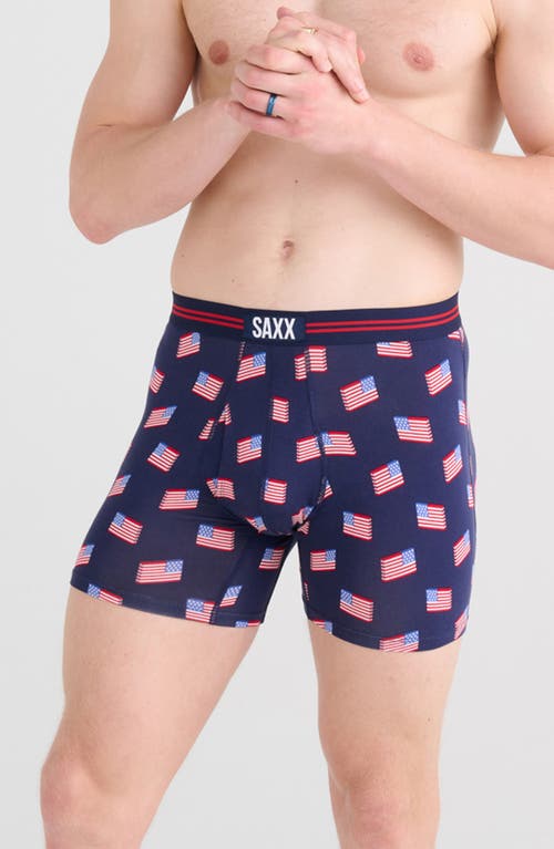 Saxx Ultra Super Soft Relaxed Fit Boxer Briefs In Stars And Stripes- Navy