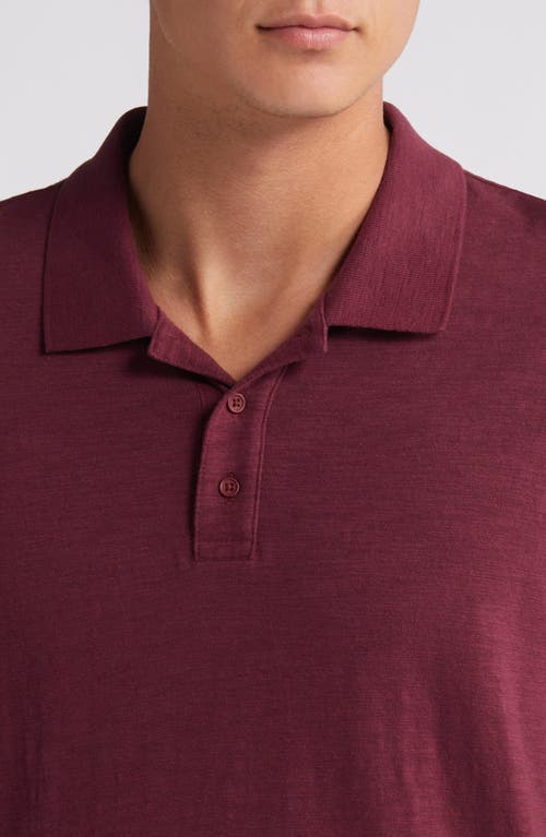 Shop Vince Cotton Slub Jersey Polo In Black Cherry