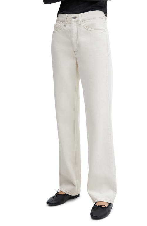 Mid Rise Straight Leg Jeans in Off White