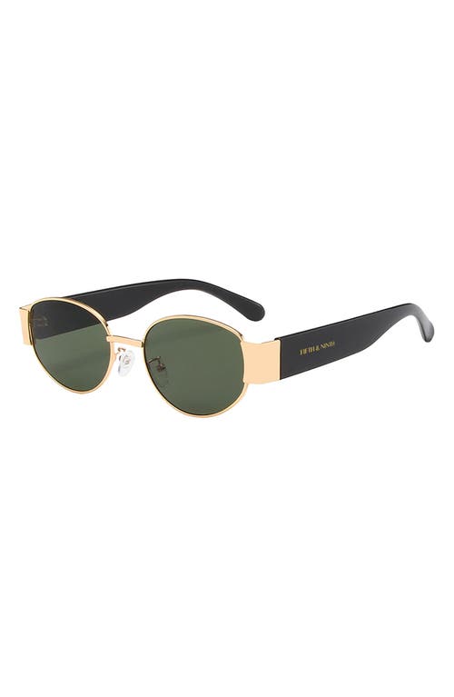 Fifth & Ninth Elliot 57mm Polarized Oval Sunglasses In Dark Green/gold