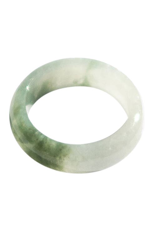 Seree Koi Mottled Green Jade Ring In Green